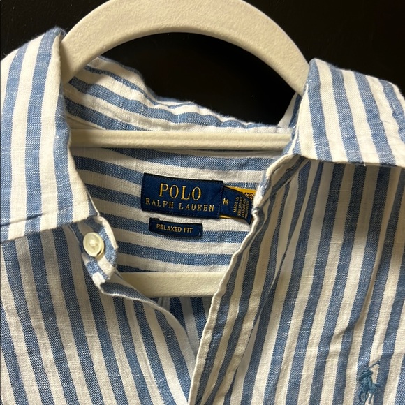 Polo by Ralph Lauren women’s Striped Shirt in Blue and White linen - Picture 4 of 7